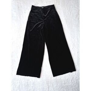 Max Studio London Black Velvet Wide Leg Pants Career Party